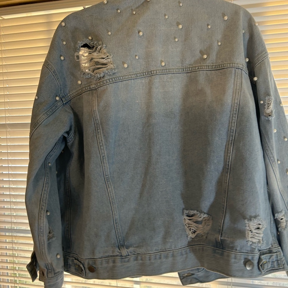 Women’s Free People Pearl Distressed Jacket Oversized Small - Picture 3 of 3